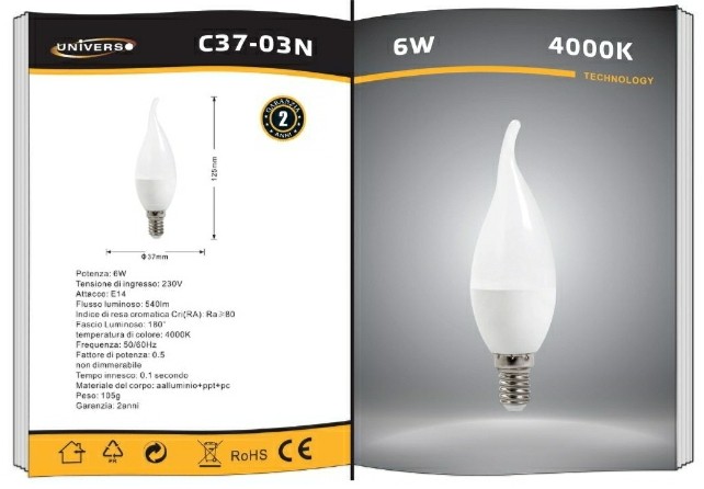 MINI Lampadina LED e14 180/200lm 3w/e 14-Frigorifero Lampada 270 ° 230v AC 